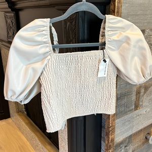 Beige Puff Sleeve Top
